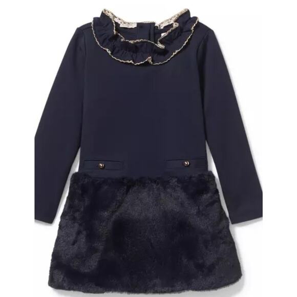 Janie and Jack Navy dress with fur, 12-18mos New WithOUT Tags - Picture 7 of 7